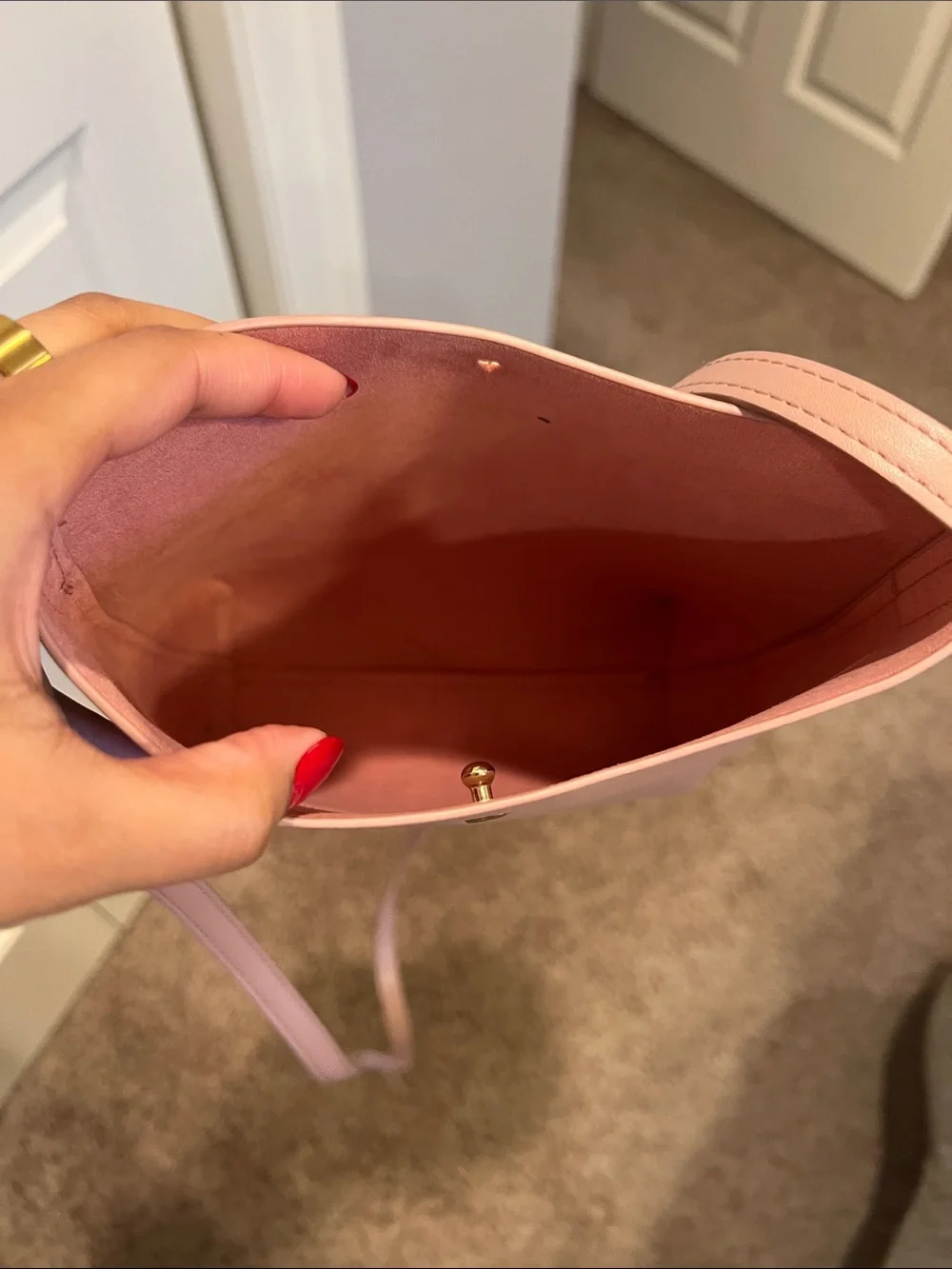 Blush Pink Leather Crossbody Bag